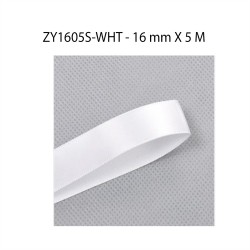 ZY1605S-WHT 16MM*5M PLAIN SATIN   WHITE