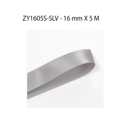 ZY1605S-SLV 16MM*5M PLAIN SATIN  SILVER