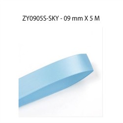 ZY0905S-SKY 9MM*5M PLAIN SATIN  SKY BLUE