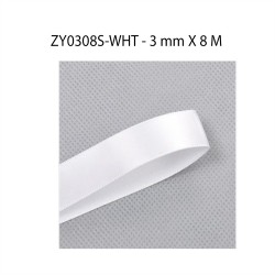 ZY0308S-WHT 3MM*8M PLAIN SATIN   WHITE
